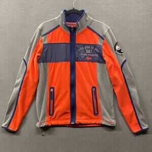 Napapijri Fleece Full Zip Jacket Artic Pole to Pole Mens M Orange Pockets Norway